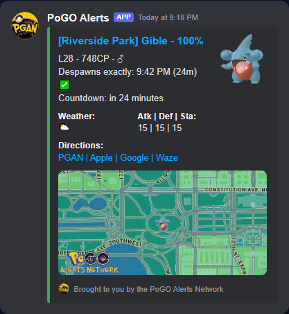 [Riverside Park] Gible - 100% Discord alert preview